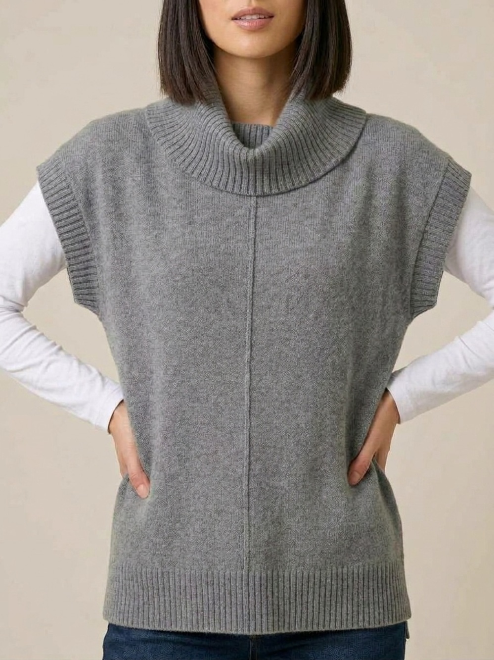 Anthropologie Grey Cowl Neck Sweater